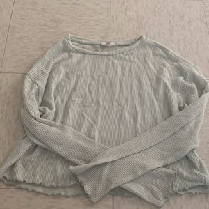 Ardene Lettuce Edge Ribbed Lightweight  Knit Sage Green Sweater